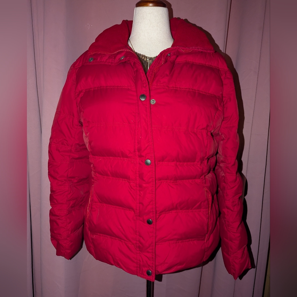 LANDS' END Bright Red Down Feather Puffer Jacket XL (18/20)
